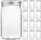 Ltzmcmy Mason Jars 32 oz,12 Pack Quart Mason Jars Wide Mouth With Lids,32oz Glass Canning Jars for Centerpieces,Food Storage,Meal Prep,Overnight Oats,Fermenting