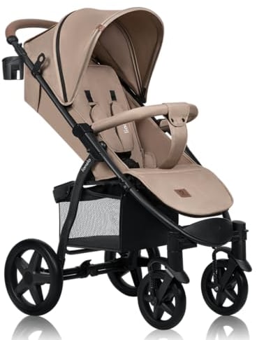 LIONELO Annet passeggino leggero pieghevole grigio regorabile con posizione sdraiata con ruote EVA cappottina XXL con zanzariera coprigambe portabibite fino 22 kg