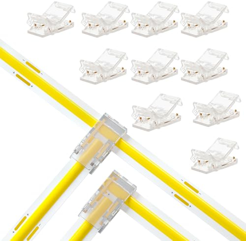 YUTOKEER 2-polig LED-Streifen Verbindungsset,10 mm – 10-teiliges Komplettset mit L- und T-förmigen Anschlüssen für SMD/COB-LED-Lichtstreifen (2-polig, 10MM)