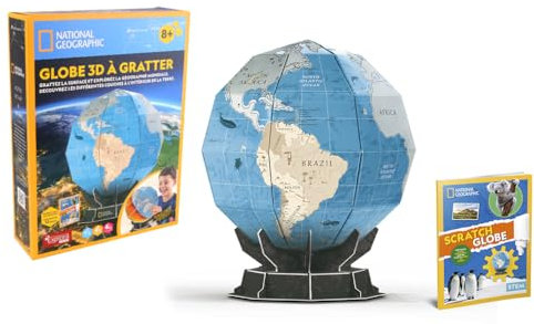 EXPLORA - Globe Terrestre - Puzzles 3D - 540220-32 Pièces - Niveau 4 - sans Colle Ni Ciseaux - Jeu de Construction - Maquette - Licence National Géographic - Educatif - Cadeau - À Partir de 8 Ans
