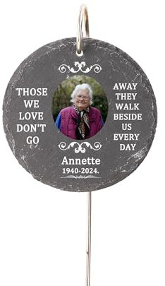 Personalisierter Gedenkstein für den Garten mit Foto, Grabtafeln für den Friedhof, Gedenkstein für den Garten & Haken, Gedenkgeschenke für den Verlust eines geliebten Menschen, Friedhofsdekorationen