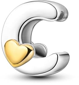 Charme Perles en forme de lettre de A à Z pour bracelet, En argent sterling 925, Compatible avec les bracelets et colliers Pandora, Compatible avec les bracelets européens pour femmes et filles KJC874