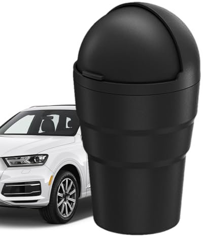 Naqqios Auto-Mülleimer – platzsparender Auto-Mülleimer | Auto-Mülleimer mit Klappdeckel, Auto-Gadgets für Auto, Limousine, SUV, LKW