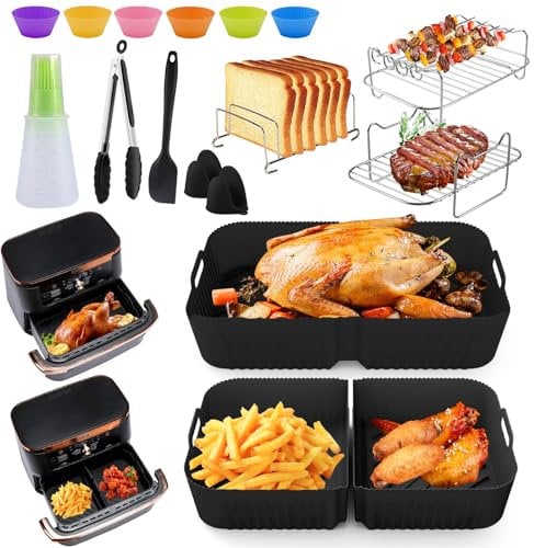 Accessori per friggitrice ad aria calda Ninja Foodi Flexdrawer da 10,4 l, friggitrice ad aria calda AF500EU, accessori Airfryer 2×5.2L stampo in silicone per friggitrice ad aria calda Ninja Flex