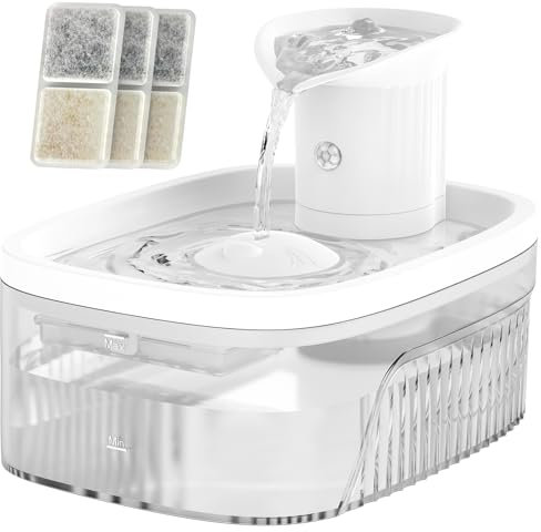 Feycig 2.5L Katzenbrunnen Kabellos Mit Bewegungsmelder - 2200mAh Batteriebetrieb Ultraleiser Katzenbrunnen Trinkbrunnen Wasserspender für Katze Kabellos, BPA-frei, 3 Filter