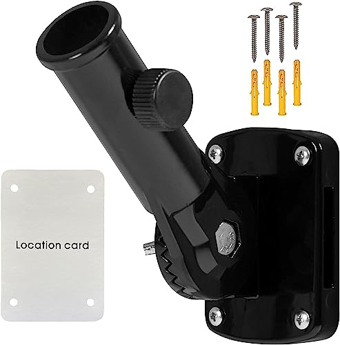 NQ Support de Mât de Drapeau Extérieur Diamètre 2.5CM (1 Pouce), Porte Drapeau Mural Aluminium à Angle Ajustable(Noir)