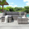 Zepneiy Salon de Jardin Exterieur en Rotin, Table de Jardin Exterieur avec Chaise, Canapé de Salon d'angle 4 Places Salons de Jardin avec Coussins et Table en Verre, pour Terrasse Balcon, Gris