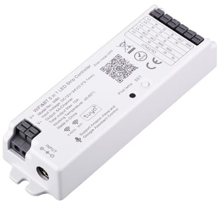 TUNICHX 5 in1 WB5 2,4 GHz WiFi PWM Controller LED compatibile con Alexa/Google Home/Tuya Smart Life App Controllo per dimmerare le strisce LED CCT RGB RGBCCT RGBW Adatto per WR01RF WR02RF