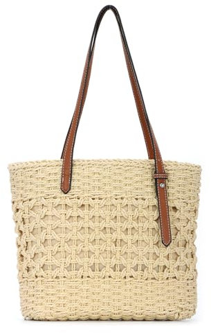 SUKUTU Donne Carta Corda di paglia intrecciata Borsa di paglia intrecciata Vacanze estive Tote Bag Spiaggia intrecciata Borsa di paglia a Tracolla