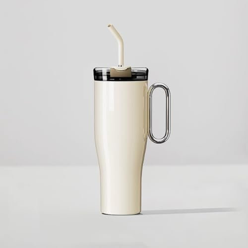 OZWJDY Taza de barra de hielo de 1200 ml, termo gigante de acero inoxidable para niñas, botella de agua de alto valor con popote con asa, taza portátil de viaje al aire libre con popote tapa