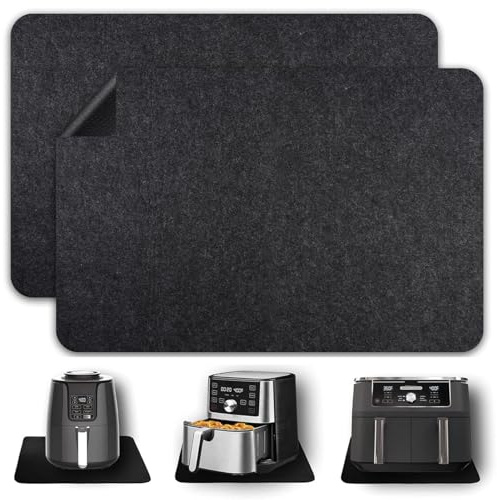 SHYSBV 2 Stück Feuerfeste Unterlage 44x30 cm, Hitzebeständige Matte für Airfryer Küchenarbeitsplatte, Hitzeschutzmatte für Kaffeemaschine Mikrowelle Toaster, Schwarz