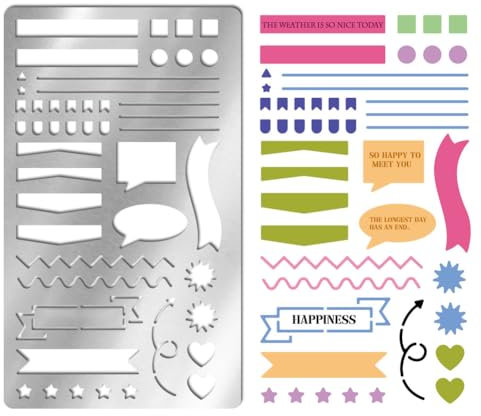 UNICRAFTALE Metallschablone Für Journaling Linien Listen Banner Planer Schablonen Edelstahl Malschablonen Punkt Journal Schablone Für Tagebuch Vorlagen Zum Zeichnen Notizbuch Scrapbook