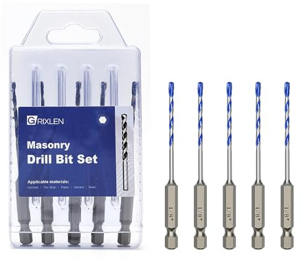 5 Pack 1/8 inch Masonry Drill Bit Set,Concrete Drill Bit Set