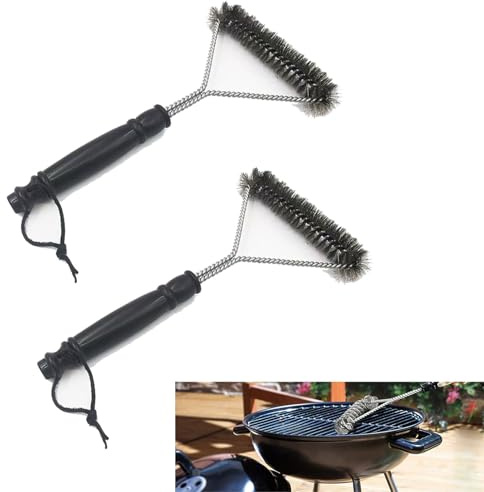2 Pcs BBQ Cleaner Brush,Barbecue Cleaning Wire Tool Kit,Stainless Steel Grill Brushes,Duty Stainless Steel Bristles BBQ Oven Cleaner Wire Brush for All Types Of Grills(Black)