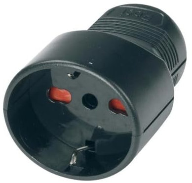 Presa schuko 16A 220V 230V, standard tedesco compatibile con spine italiane, nero, modello professionale, realizzata in policarbonato di alta qualità, ideale per cavi di alimentazione e prolunghe