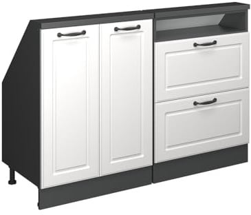 Vicco Dachschrägenschrank-Set Rion, Weiß Landhaus/Anthrazit, 2er Set