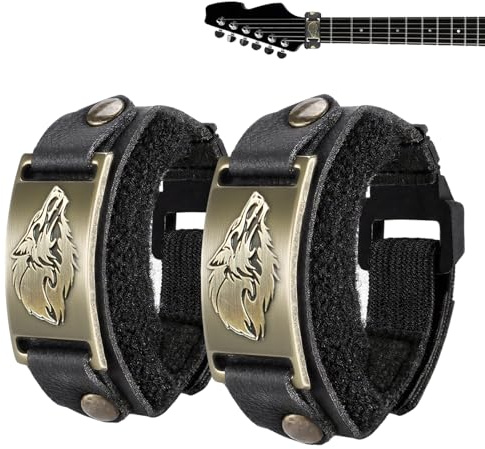 Gitarrensaiten-Dämpfer Mute-Schalldämpfer Fretwrap, Gitarren-Fret Dämpfungsband Geräuschreduzierer, Griffbrett-Dämpfungsgurt für Gitarre/Bass, Leder mit Metallakzenten