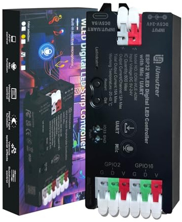iUmutzer WLED Controller ESP32 mit Mikrofon für Adressierbarer LED Streifen Digital RGB IC WS2811 WS2812B SK6812 WS2815 (WLED Controller USB-C & UART)
