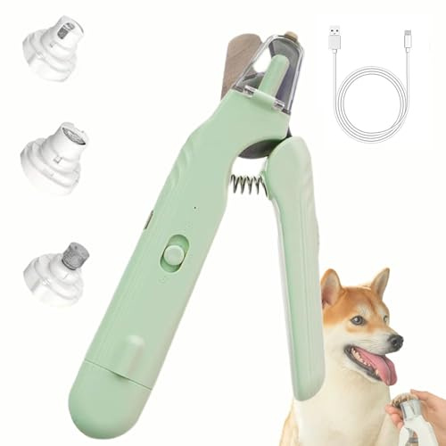 Qosigote Coupez Les Griffes sans Risque Ni Stress, Coupe Griffe Lumineux, Coupe Griffes Chien avec Protection Anti Éclaboussures, Silencieux, La Lumière LED Révèle Clairement La Pulpe (Vert)