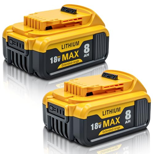 2 Pack 8Ah Li-Ion Replacement for Dewalt 18V Battery,Compatible with Dewalt Batteries DCB184 DCB182 DCB181 DCB180 DCB200 DCB204 DCB206 DCB201 DCB203 DCD/DCF/DCG Series Cordless Tools