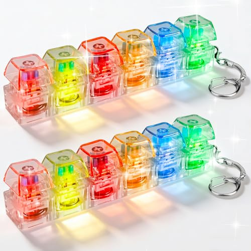 Joycabin 2 Stück Tastatur Fidget Spielzeug mit LED & Schlüsselanhänger | Leuchtender 6-Tasten Clicker als Fidget-Spielzeug, Mini Tastatur, ideal für Stressabbau,Büro,Schule,Reisen und als Mitgebsel