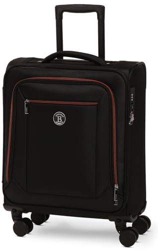 BERTOO Modena Handgepäck Koffer S 35L | Textilkoffer mit TSA-Schloss & 4 Rollen | Kabinenkoffer für Ryanair - Schwarz