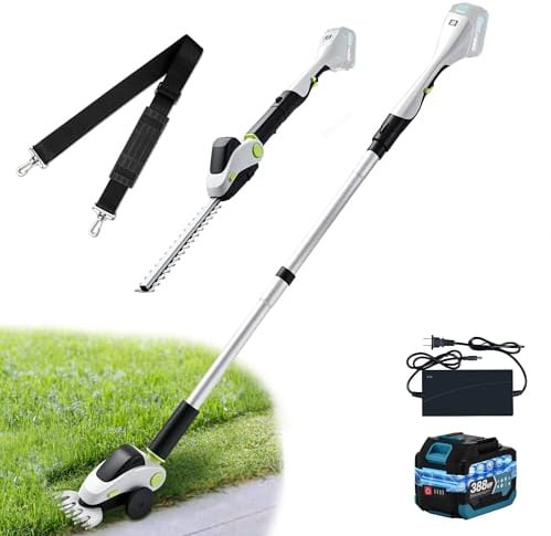 2-in-1 Akku Grasschere & Strauchschere für Makita 18V Akku Abnehmbar Stiel | 110° Verstellbarer Winkel,Messer 30 cm (Strauch) / 13 cm (Gras) Heckenschere Rasenschere