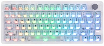 EPOMAKER HE75 V2 TMR Hall Effect Gaming Keyboard w/Changeable Knob (White) | Rapid Triggering, 8K Polling, 0.01mm Adjustable Actuation, Hybrid Hot-Swap, Creamy & Thocky, 2.4Ghz/BT for Mac/WIN
