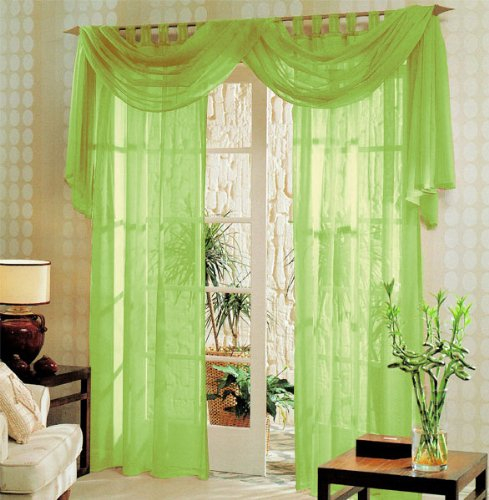 Voile komplett GARDINEN Set 3tlg., Apfelgrün, 60999
