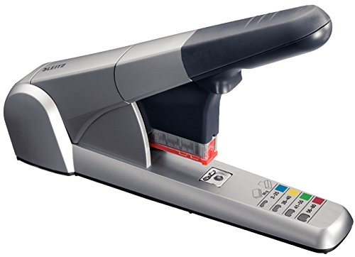 Leitz 55510084 Block Heftgerät (80 Blatt, Für dicke Papierstapel, Metall mit Kunststoffgehäuse) silber (Profi Pack, Block Heftgerät)