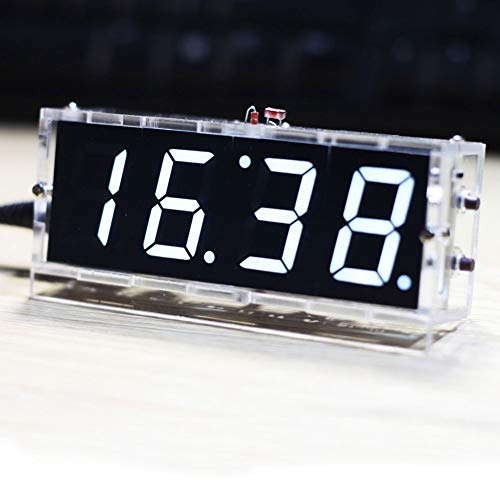 4-stellige DIY Digital LED Uhr Kit,Idealer Digitaluhr Bausatz,DIY Elektronische Uhr Set für Elektronikliebhaber,Kompatibel mit Alarmfunktion/Timerfunktion/automatischer Anzeige(Weiß)