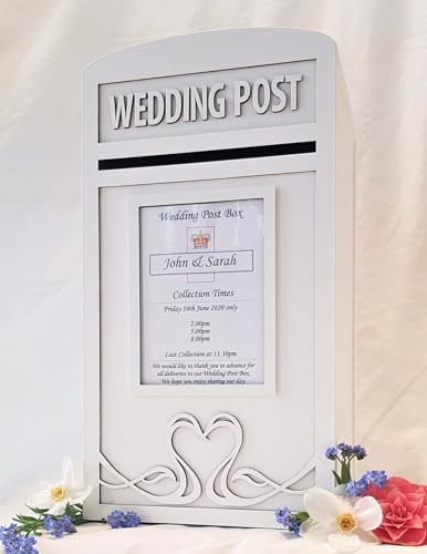 Personalised White Wedding Card Post Box, Large Locking or Lockable Wedding Cards Box, Card Box for Reception, Card Box With Lock & Keys, Wedding Card Collection Box