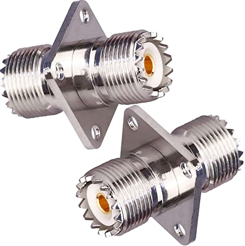 TUOLNK UHF Buchse auf UHF Buchse 4 Loch Flansch Panel Chassis Mount Connector SO239 PL259 Koax Überbrückungskabel Anschluss RF Lötkoaxial Adapter Packung mit 2