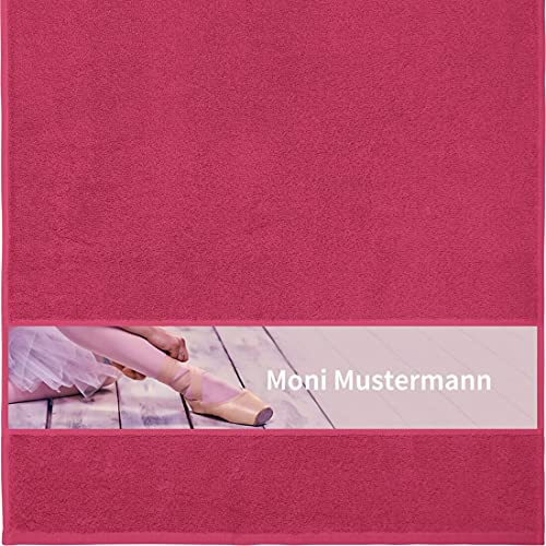 Manutextur Handtuch mit Namen - personalisiert - Motiv Ballett - viele Farben & Motive - Dusch-Handtuch - Fuchsia - Größe 50x100 cm - persönliches Geschenk mit Wunsch-Motiv und Wunsch-Name