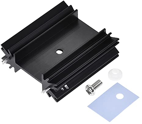 sourcing map 6 Stück 34 mm x 25 mm x 12 mm TO-220 Aluminium-Kühlkörper zum Kühlen von Transistordioden mit 2 Stützstiften Schwarz