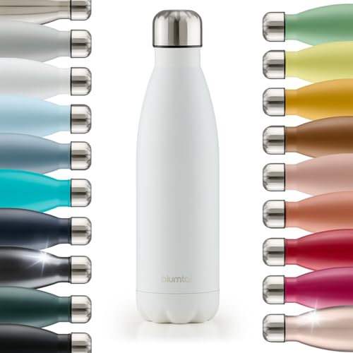 Blumtal Trinkflasche 750 ml Edelstahl - auslaufsichere Isolierflasche - BPA-freie Trinkflasche kalt & warm - doppelwandige Insulated Bottle - rostbeständige Isolierflasche Weiß