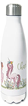 GRAZDesign Trinkflasche Kinder personalisiert Name | Einhorn Geschenk für Mädchen | Einschulung Geschenkideen für Schulanfänger, Thermosflasche Edelstahl 500ml Einhorn mit Fee