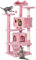 Yaheetech Kratzbaum Stabiler Katzenbaum Katzenkratzbaum Katzenmöbel, Kletterbaum für Katzen Höhe 137 cm, Rosa