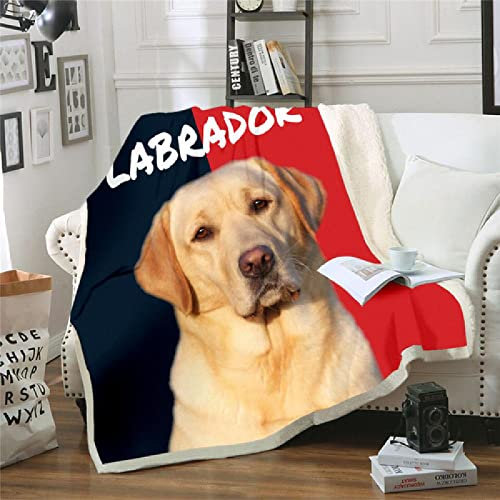 JWFGTT Labrador Decken Tier Hund Flauschige Sherpa TV Sofa Bett Decken Warmer Winter Heim Kuscheldecke Wolle Fleecedecke für Erwachsene Kind 100x130cm, 100 x 130 cm