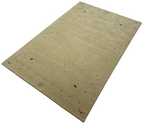 WAWA TEPPICH Handgefertigter orientalischer Gabbeh Teppich aus 100% Wolle Loom Handgewebte 200X300 cm Beige T1
