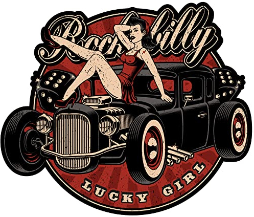 Samunshi Rockabilly Hot Rod Aufkleber Autoaufkleber für Motorrad Fahrrad Roller oder Auto Sticker Chopper Hot Rod Bopper Enduro Motocross Rockabilly Vintage (20x17cm Rockabilly Hot Rod)