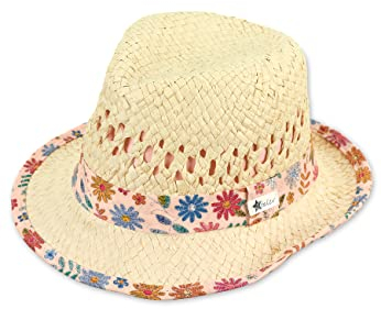Sterntaler Baby Mädchen Hut Baby Strohhut Blumen - Baby Hut, Kopfbedeckung Baby Sommer, Sommerhut Baby - aus Papier - beige, 47