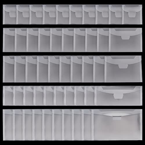 GLOBLELAND 50Pieces Clear Stamp and Die Storage Bag Pockets 5Size PVC Plastic Stamp Seal Storage Envelopes Case Dies Stamp Storage Pocket Protectors for DIY Paper Card Scrapbooking Craft