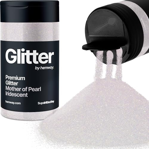 Hemway Premium Glitter Shaker - Mother of Pearl Iridescent | Microfine Metallic Flake Sequins for Resin & Epoxy Crafts | Craft Supplies for Tumblers, Festival, Hair, Face, Body & Nail Art | 125 g