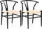 Yaheetech 2-er Set mittelalterliche Esszimmerstühle Y-Stuhl Natur Stuhl Rattan Sessel Lehnstuhl mit Gewebtem Sitz, Armlehnenstuhl, schwarz+holzfarbe