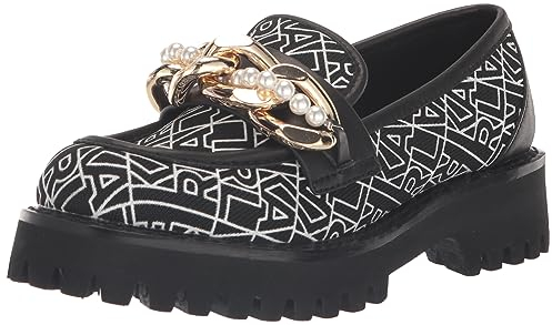 KARL LAGERFELD Paris Gemsy Loafer für Damen, zum Reinschlüpfen, verziert, Schwarz/Weiß, 38.5 EU