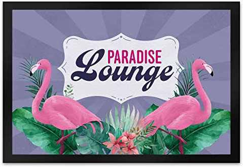 speecheese Paradise Lounge Flamingo Fußmatte XL in 40x60 cm im tropischen Stil EIN farbenprächtiger Türvorleger als Dekoration für Paradiesvögel und die Strandbar um Sommerflair zu