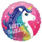 Folienballon Happy Birthday, Rund 45 cm, Einhorn Design in Bunt Pink, Perfekt für Kindergeburtstag, Party Dekoration, Geburtstagsfeier, Überraschungsgeschenk, Luftballon Deko