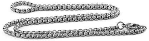 Akitsune Baca Kette 60 cm | 3mm breit | Halskette Frauen Herren Box Rolo Edelstahl Karabiner Minimalist Herrenhalskette - Silber