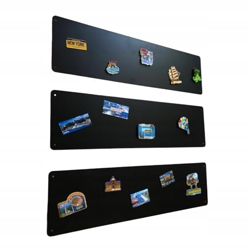 STALFORM 3 pizarras magnéticas negras de 80 x 22 cm, de acero inoxidable, para cocina, oficina, habitación infantil